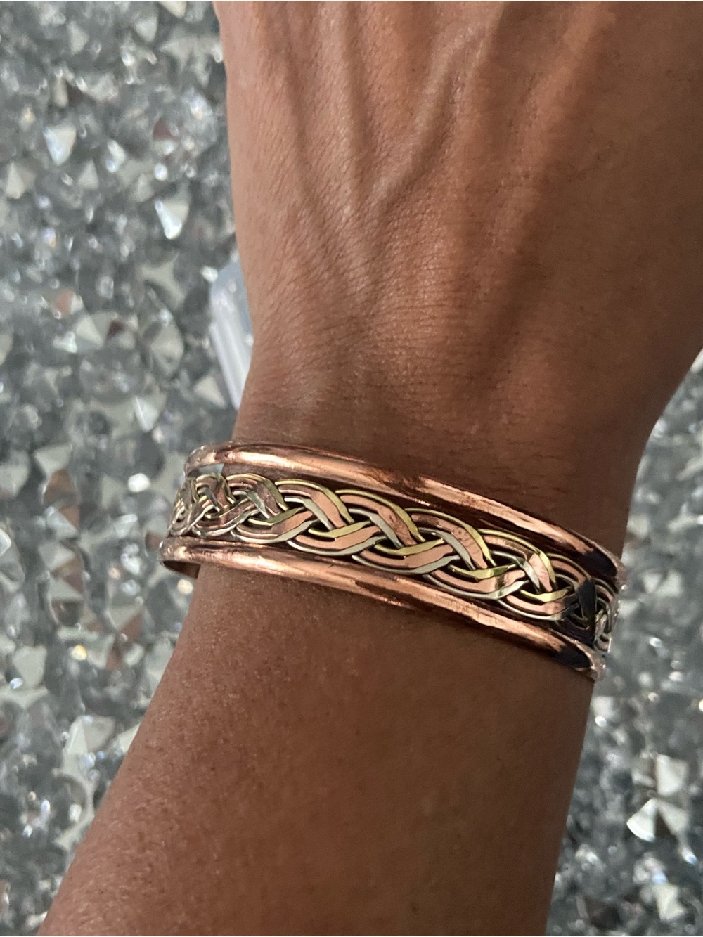 Braided Teo-Tone Copper Bracelet - Women's Jewelry